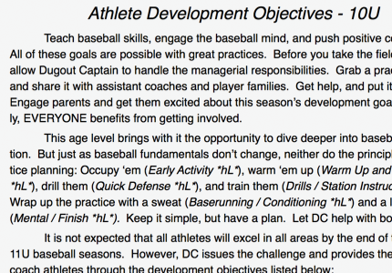 Athlete Development Plan Screen Image
